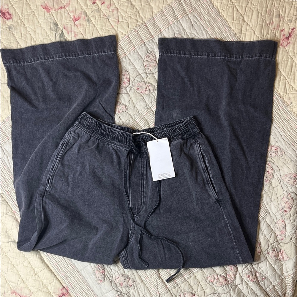 COS Wide Leg Drawstring Pants in Charcoal Gray